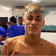 23.jan.2013 - Neymar pinta barba e cabelo de loiro para o jogo contra o Botafogo-SP, no Paulistão. - Reprodução